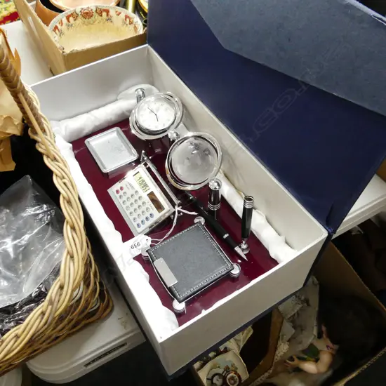 DESK SET w. 2 GIMBALLED GLOBES 350x160x220mm, BOXED 