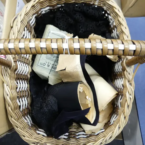 BASKET OF ANTIQUE LACE + TRIM + CLARK & CO cottons in original packing