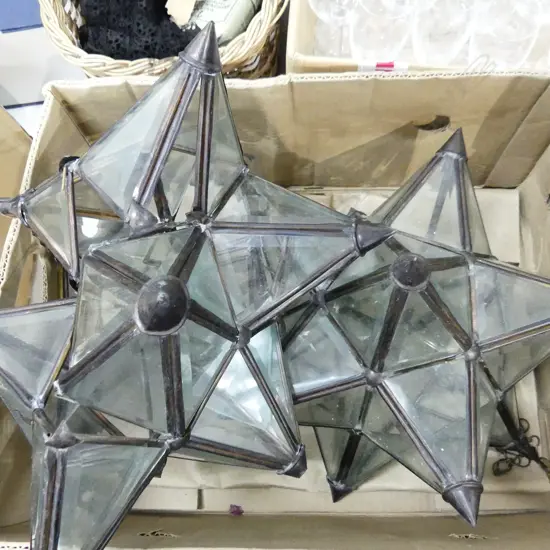 BOX LOT 2 MOROCCAN STAR LANTERNS BOTH FAULTED