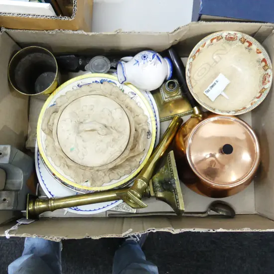 BOX LOT CHINA COPPER BRASS ETC