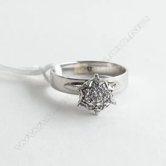 9ct. WHITE GOLD, DIAMOND CLUSTER RING TDW 0.025ct Ring size O½