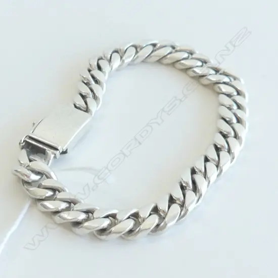 HEAVY SILVER SOLID CURB LINK BRACELET