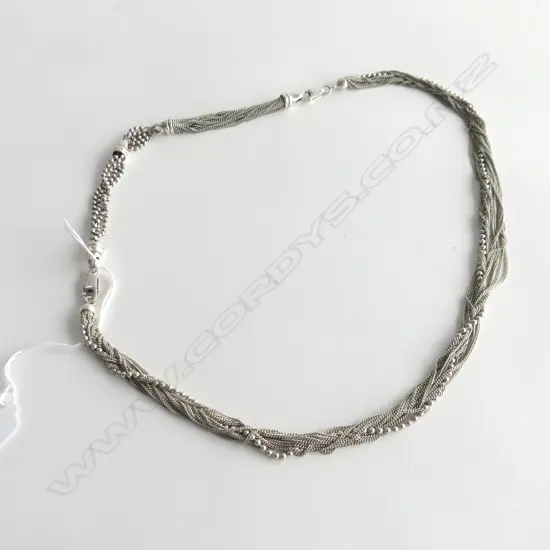 SILVER MULTI-CHAIN NECKLACE & BRACELET SET  wear separate or together