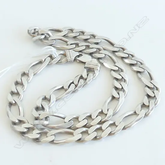 LGE HEAVY SILVER CURB LINK NECK CHAIN L.640mm