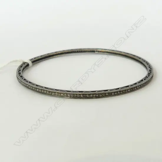 925 SILVER, BLACK DIAMOND BANGLE 7gm.