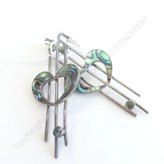 PR DESIGNER SILVER & PAUA LONG EARRINGS C,R. Macintosh style