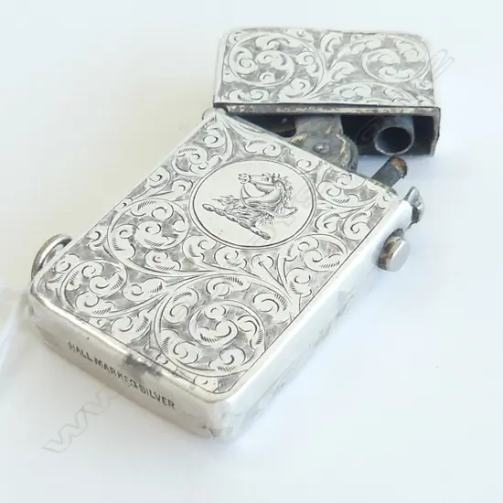 ;HALLMARKED SILVER' VINTAGE CIGARET LIGHTER  transitional form vesta form