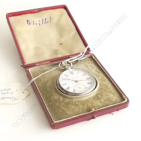 19thC THOMAS RUSSELL SILVER OPEN FACE POCKET WATCH fusee movement, running. Boxed