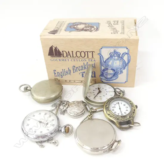 SM WOODEN BOX OLD POCKET WATCHES 