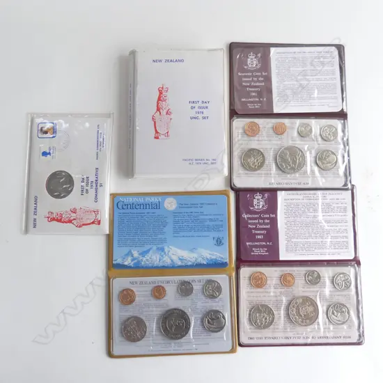 BAG ASST NZ COIN SETS INCL UNCIRC. & FIRST DAY ISSUE SETS