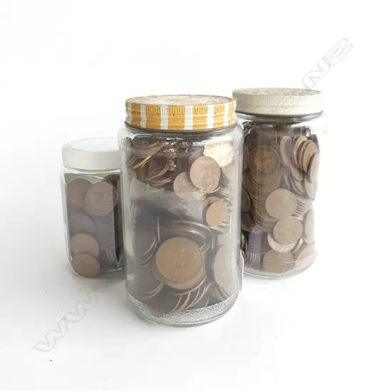 3 TINS ASST. COPPER COINS; ENGLISH PENNY / HALF PENNY ETC