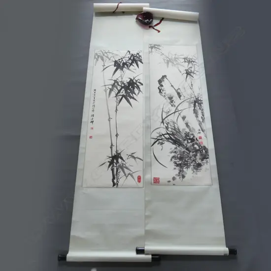 PR CHINESE HAND PAINTED BAMBOO SCROLLS 1050x340mm (image size)