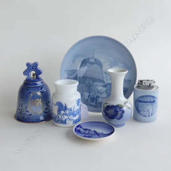 5 PCS ROYAL COPENHAGEN INCL TABLE LIGHT & BELL (H135MM) + BELGIAN B&W JAR