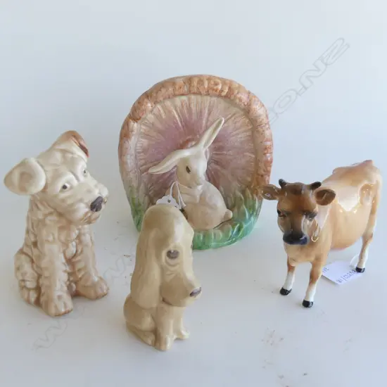3 SYLVAC ANIMALS + PORCELAIN COW