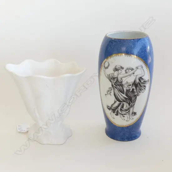 EUROPEAN VASE DEPICITING TWO GRACES IN A VIGNETTE