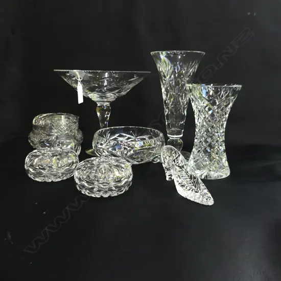 ASST. CRYSTAL; VASES, COMPORT ETC
