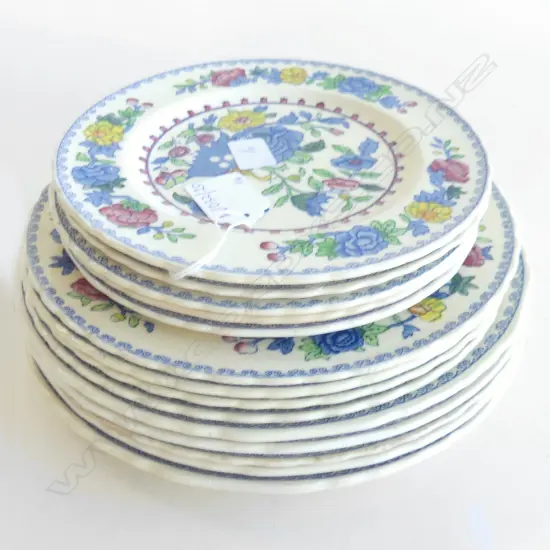 14 PCES MASONS REGENCY PLATES; 5x 225mm dia / 4 LUNCH / 5 SIDE