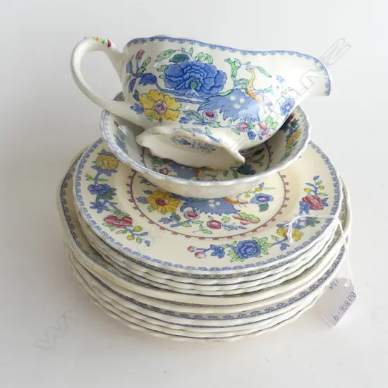 MASONS REGENCY PCS; 7 SALAD PLATES (DIA 230MM) 4 LUNCHEON PLATES, GRAVY JUG & CEREAL BOWL