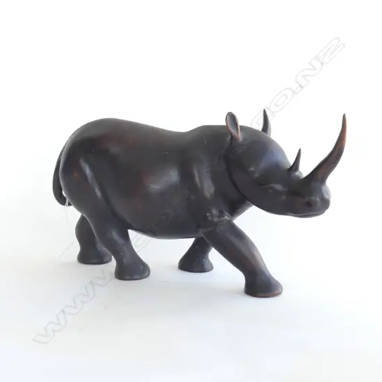 CARVED WOODEN RHINO L.350mm