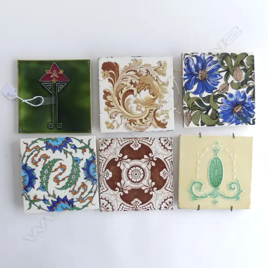 6 VICTORIAN TILES VARIOUS NOUVEAU STYLE