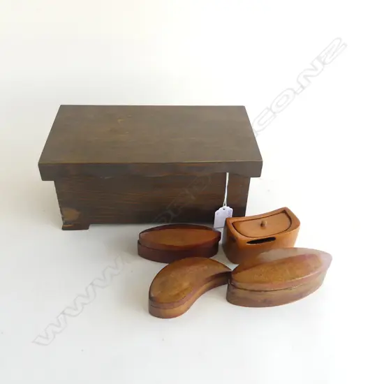 BOX OF 4 SMALL WOODEN TRINKET BOXES