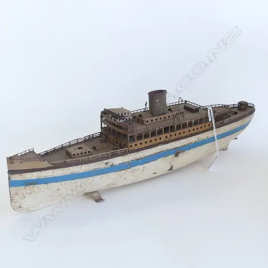 VINTAGE WEST GERMAN METAL TOY BOAT L.500mm