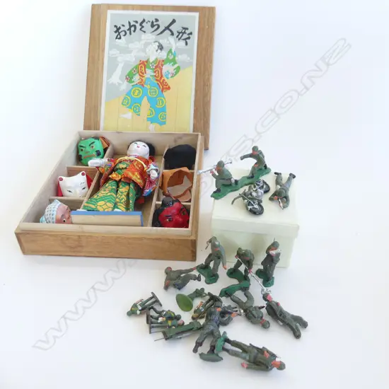 2 ITEMS BOXED JAPANESE FIGURE WITH MASKS AND WW II SOLDIERS