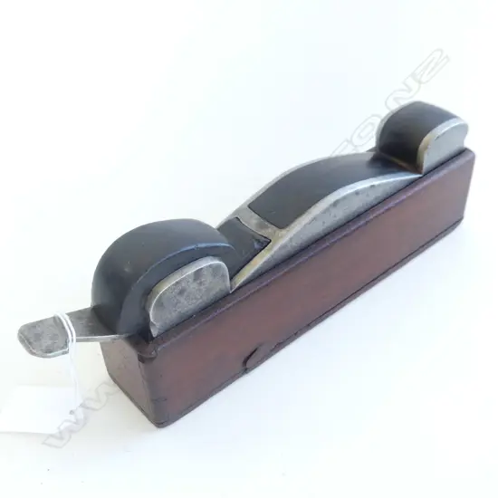 VINTAGE EBONY INFILL SMOOTHING PLANE IN CUSTOM WOODEN CASE L 212mm