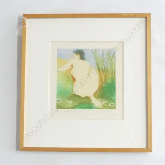 JUDY BLANCHARD COLOURED LITHOGRAPH ON PAPER 'NUDE ON THE BEACH I' 4/30 235X230