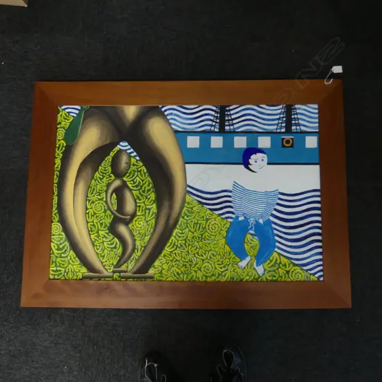 LAURENT X JULIEN 'LITTLE BOY STOLEN...' OIL ON BOARD - SIGNED  '04  580 X 900MM