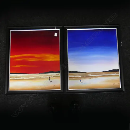 PR OIL ON CANVAS BEACH SCENES; SIGNED, UNKNOWN  