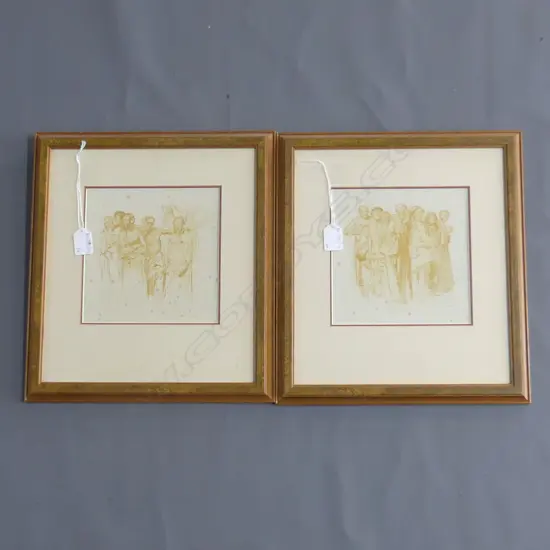 PR SIR FRANK WILLIAM BRAGWYN PRINTS; DESIGNS FOR ST AIDANS LEEDS 180x180mm foxing