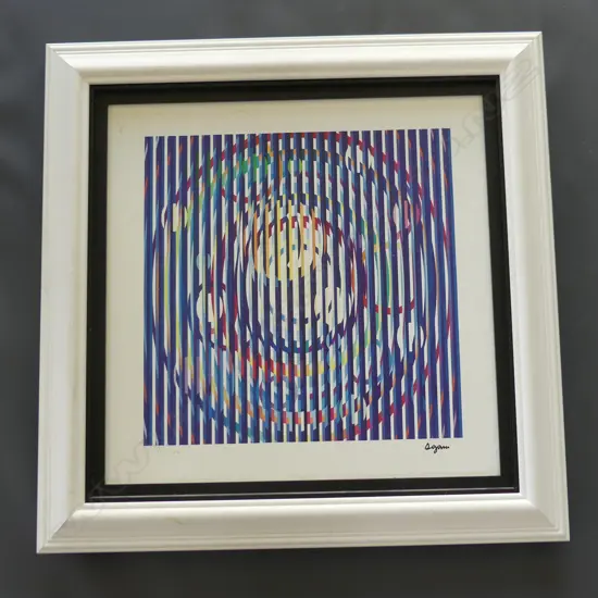 ABSTRACT OIL ON CANVAS, YAACOV AGAM SIGNED, 500X490mm