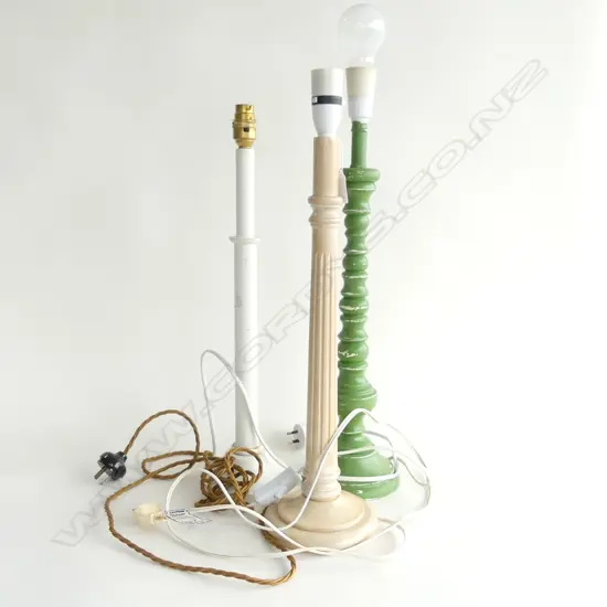 3 TALL WOODEN LAMPS H.500mm