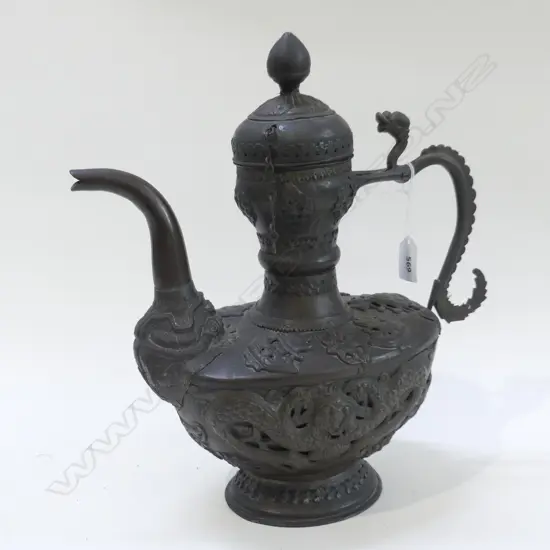 LG ORIENTAL METAL DRAGON DESIGN JUG WITH LID H. 365MM