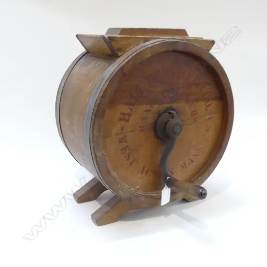 VINTAGE WOODEN BUTTER CHURN 'HALL BROTHERS CO. WEST ACTON, MASS. USA' H.330mm