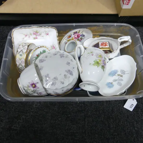 BOX LOT ASST. CHINA; B&G, ROYAL COPENHAGEN, CROWN DERBY ETC