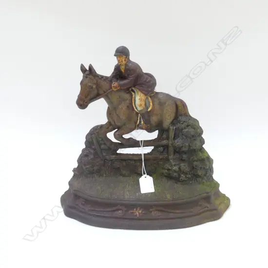 CAST IRON JOCKEY & HORSE DOOR STOP H.320mm 