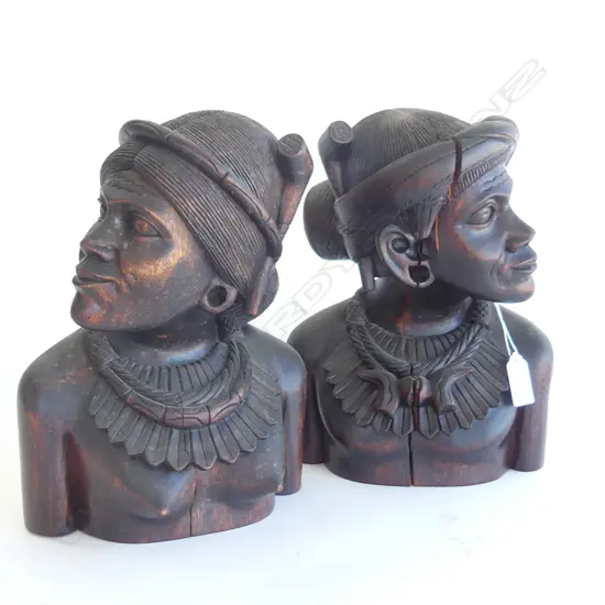 PR CARVED WOODEN AFRICAN BUSTS H.250mm