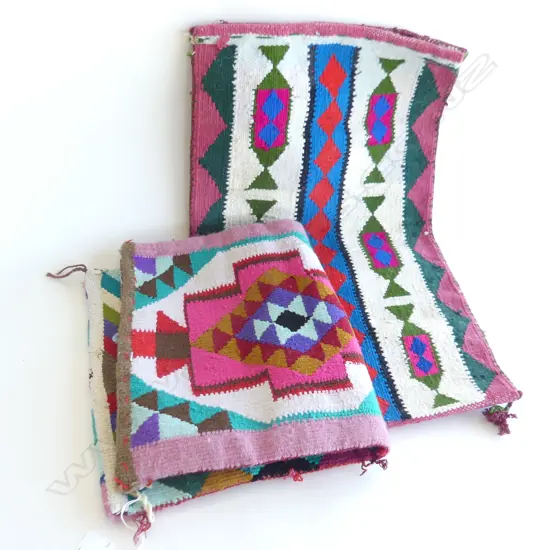 2 IRAQI HAND KNOTTED BAGS - 600 X 350MM