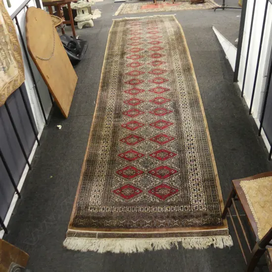 HAND KNOTTED WOOL PILE RUNNER 3700x970mm