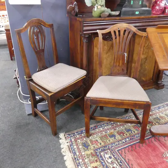 2 ANTIQUE CHAIRS w. CUSHIONED SEATS