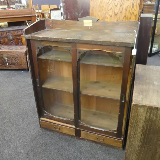 OLD JAPANESE DISPLAY CABINET  2 SLIDING DOORS. 1930’S H.963MM
