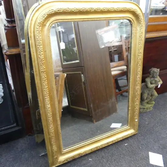 ANTIQUE FRENCH OVERMANTEL MIRROR (some damage)  760 x 1060mm