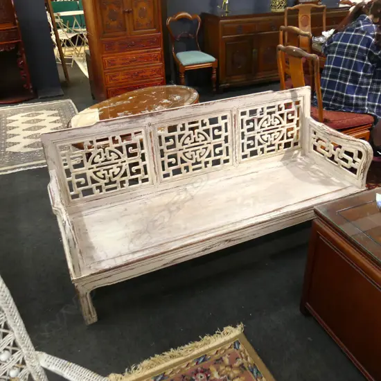 DISTRESSED WHITE PAINTED CHINESE SOFA W.1620mm