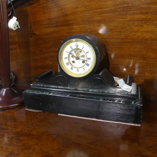 VICTORIAN MARBLE MANTEL CLOCK - OPEN ESCARPMENT