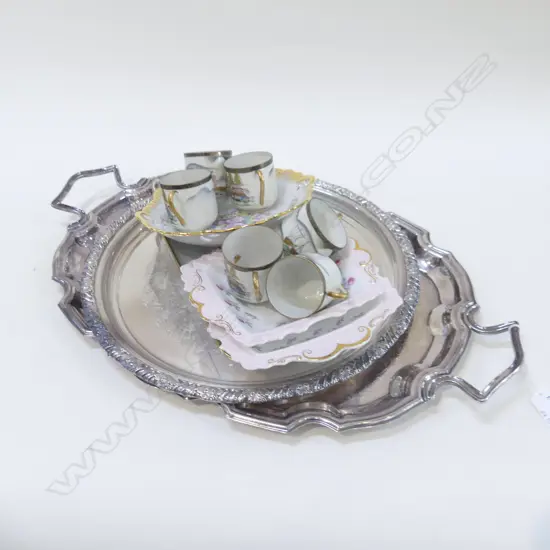 2 EP TRAYS 355mm dia + 10 PCES ASST. CHINA; 6 CUPS, 4 DISHES