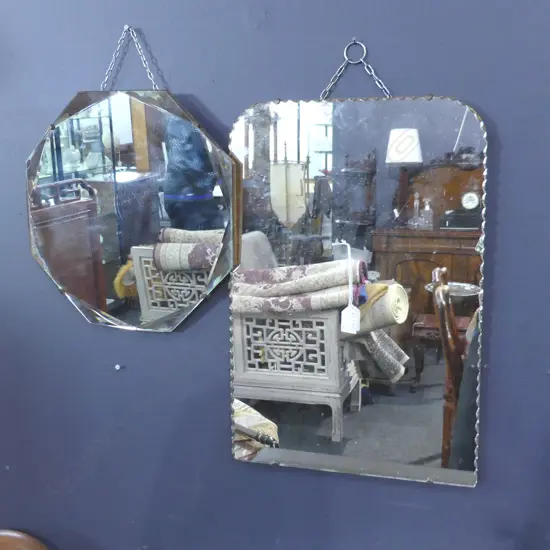 2 VINTAGE MIRRORS; 520x355mm / OCTAGONAL 355mm dia