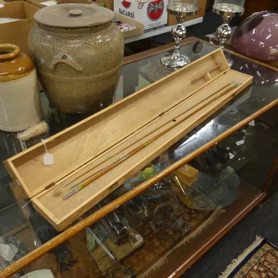 OLD PART FLY FISHING ROD WITH FLIES & ACCESSORIES - IN CARRY BOX