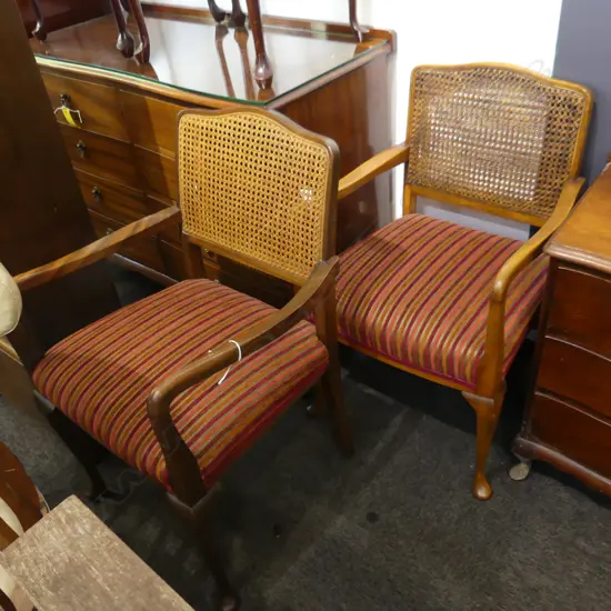 PR CANE BACKED BRIDGE CHAIRS